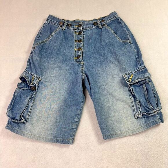 A.CO.CO Shorts Jean Mens 28 Cargo Pocket Denim Exposed Button Fly Vintage - Picture 1 of 9
